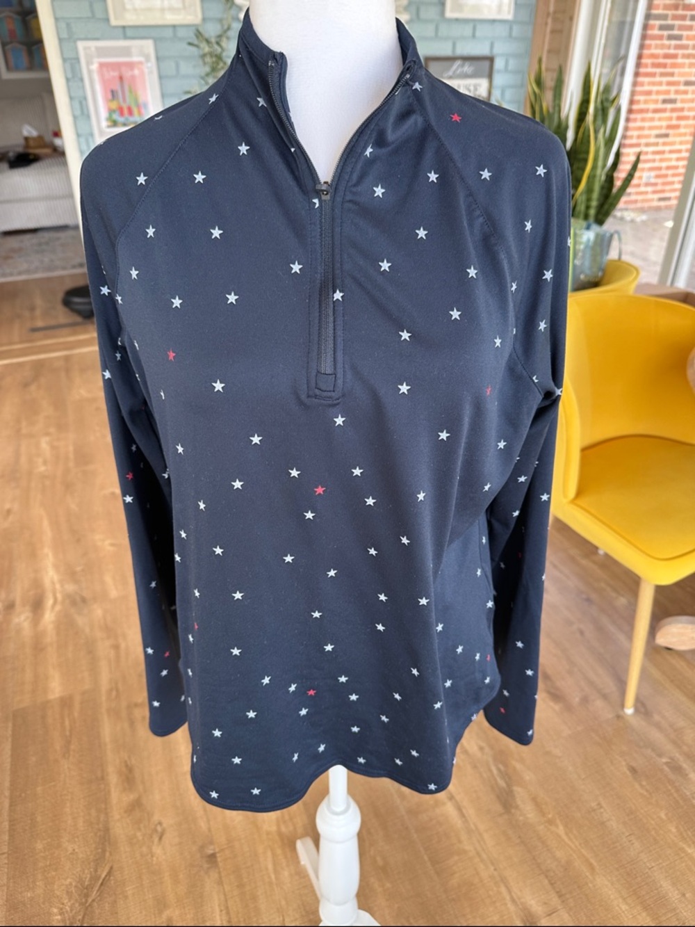 Puma Navy Long Sleeve Half-Zip Top with White & Red Star Print